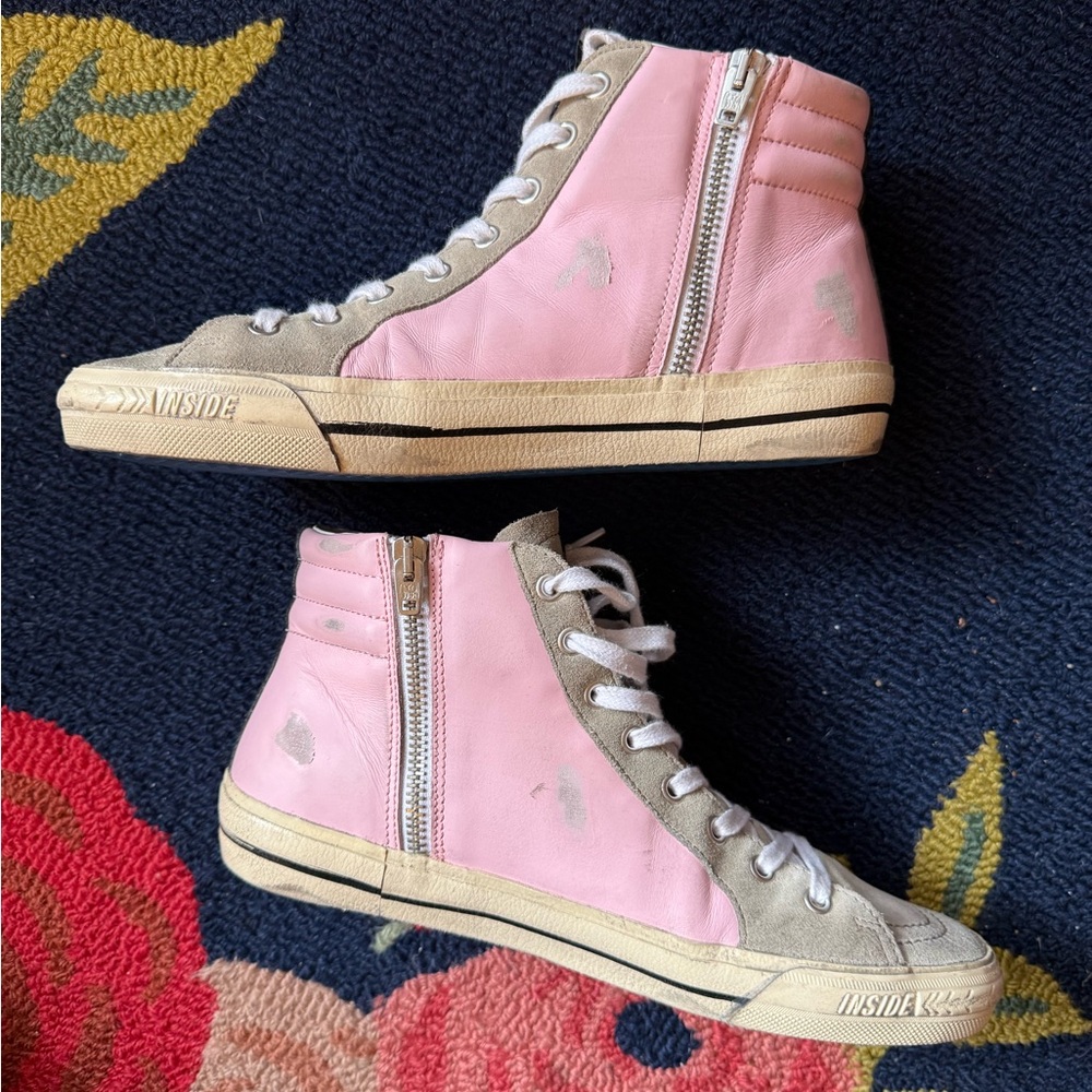 Golden Goose Slide Sneakers - Pink Leather Silver Glitter - Picture 6 of 14
